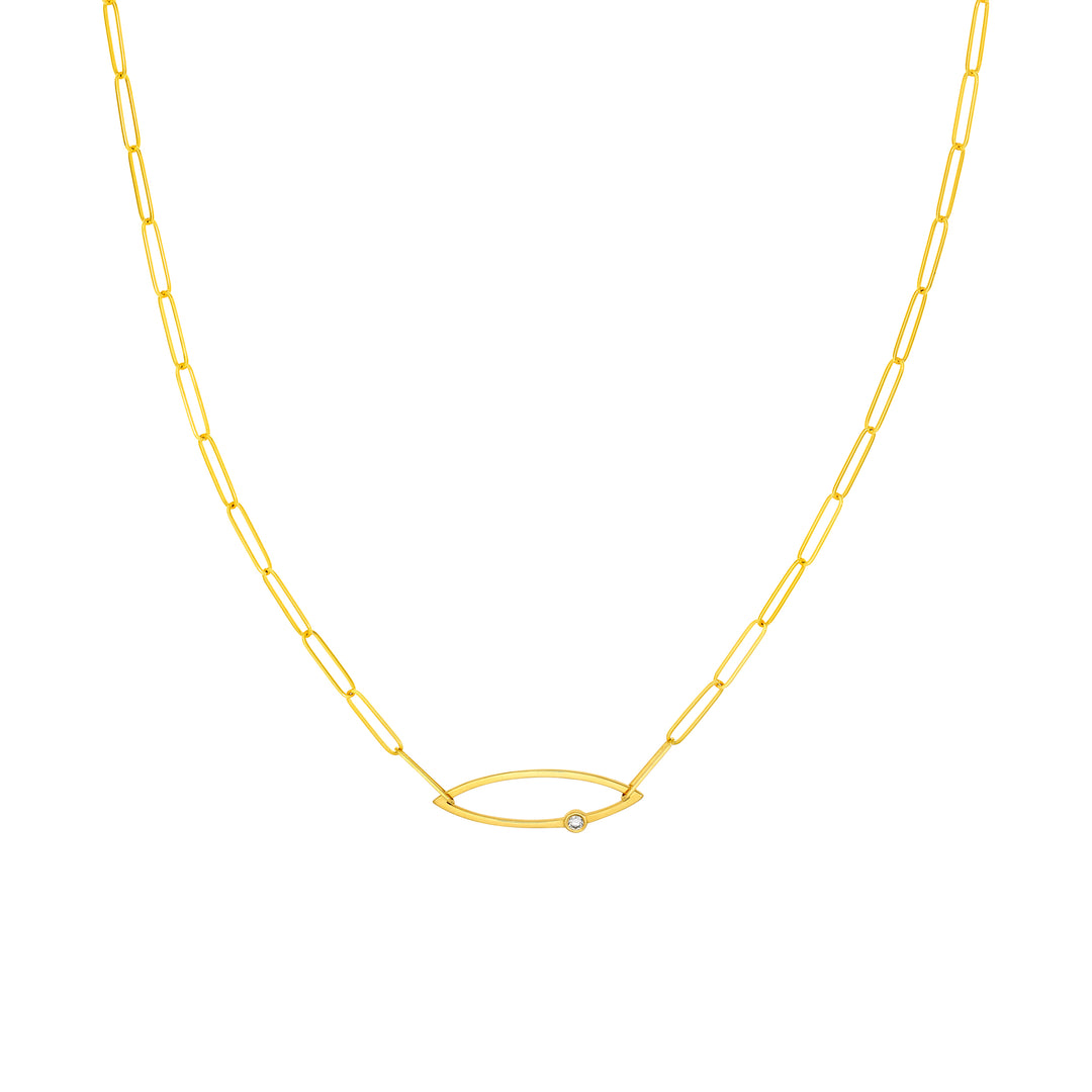 Marquise Diamond Paper Clip Necklace