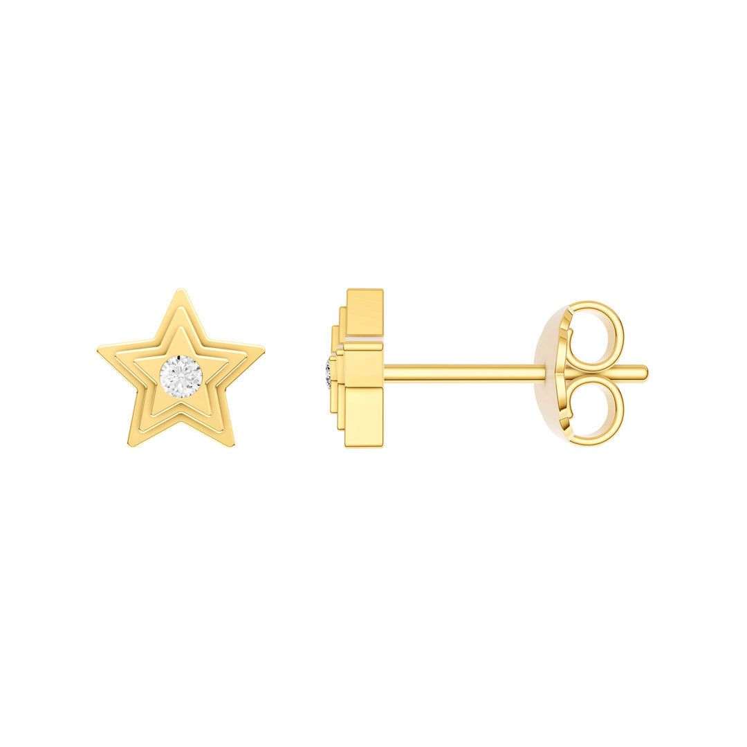 3pt Diamond Star Shape Stud Earrings