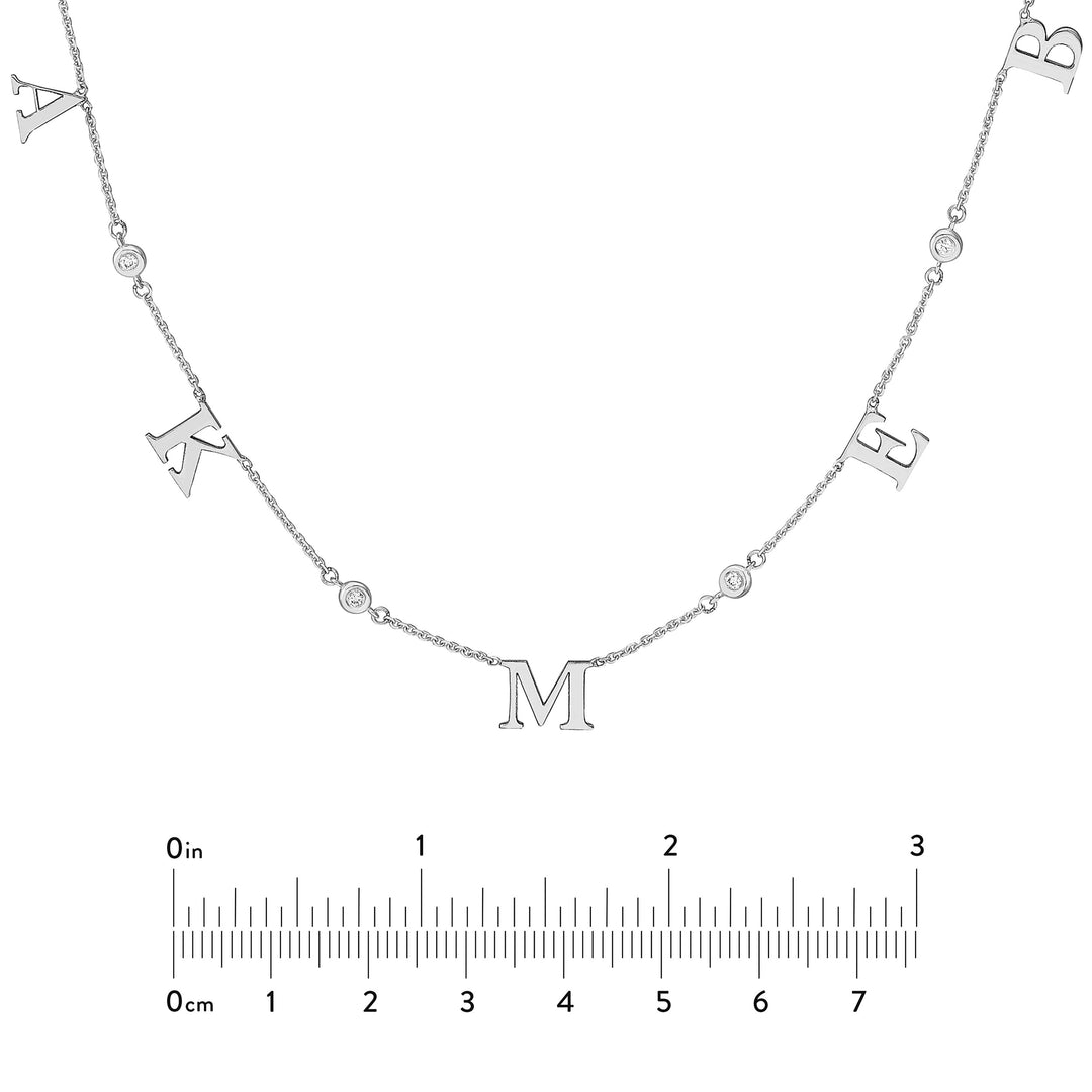 Initial & Diamond Bezel Station Necklace