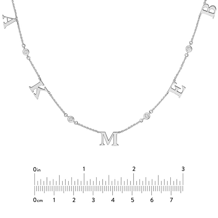 Initial & Diamond Bezel Station Necklace