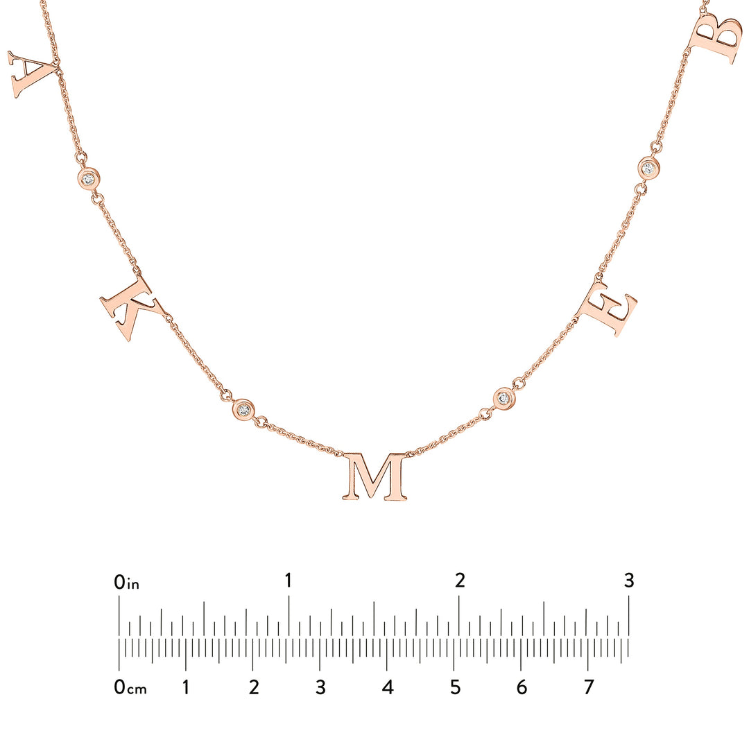 Initial & Diamond Bezel Station Necklace
