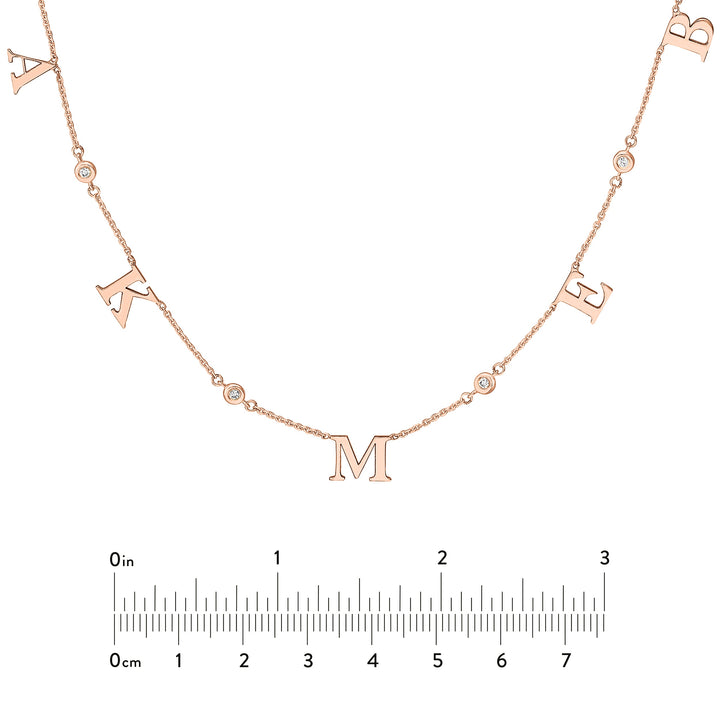 Initial & Diamond Bezel Station Necklace