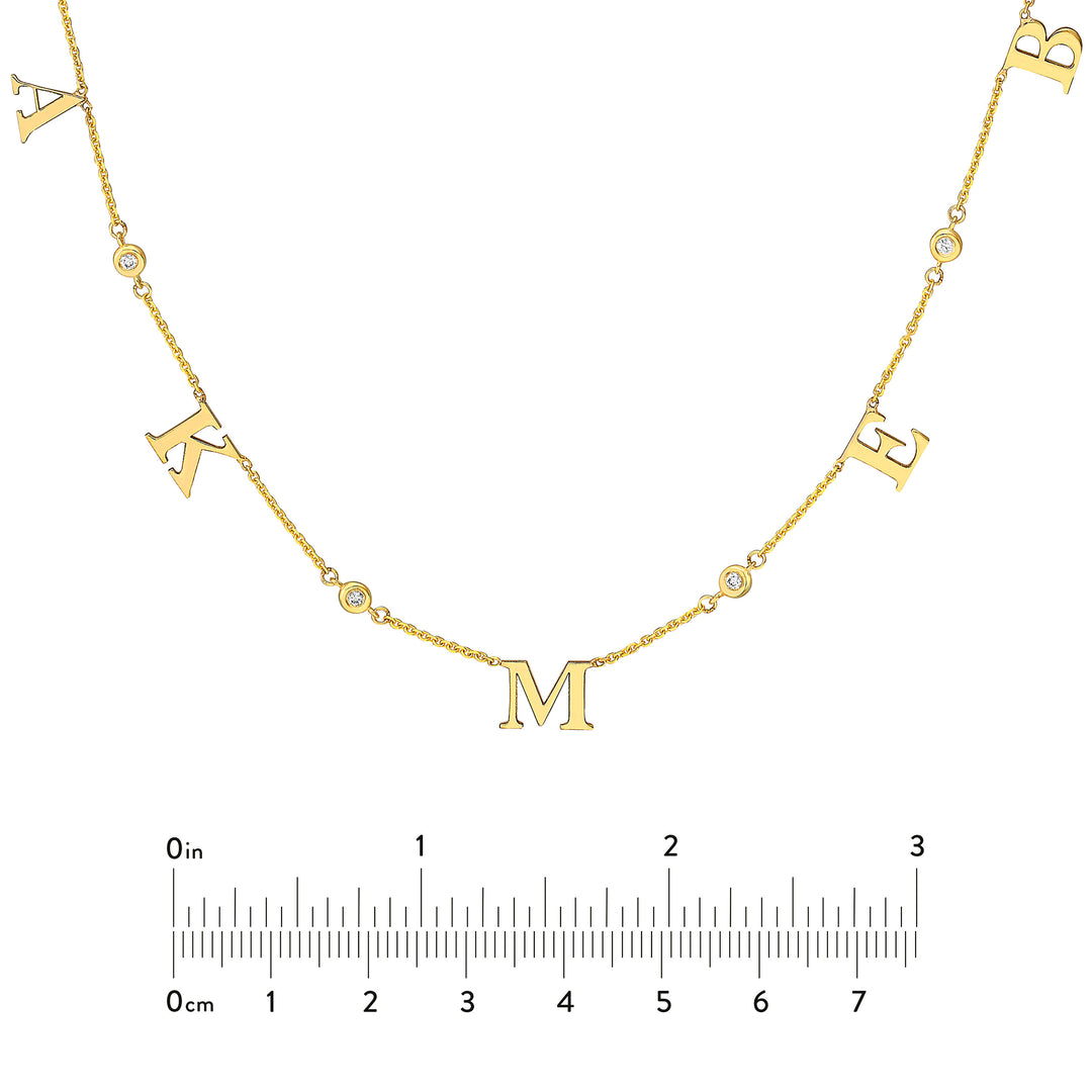 Initial & Diamond Bezel Station Necklace
