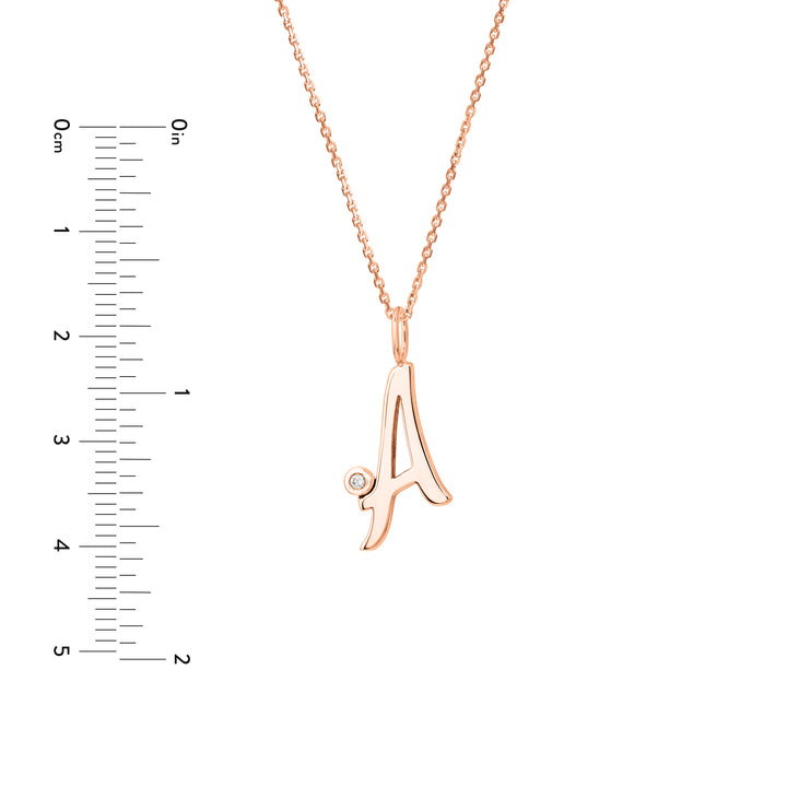 Script “A” Initial with Diamond Bezel Necklace
