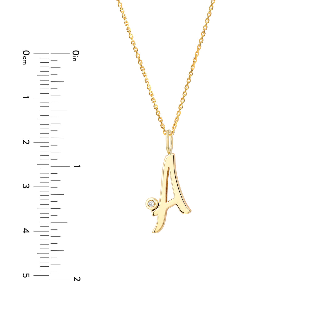 Script “A” Initial with Diamond Bezel Necklace