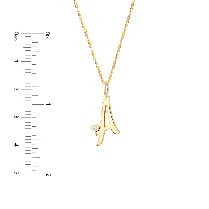 Script “A” Initial with Diamond Bezel Necklace