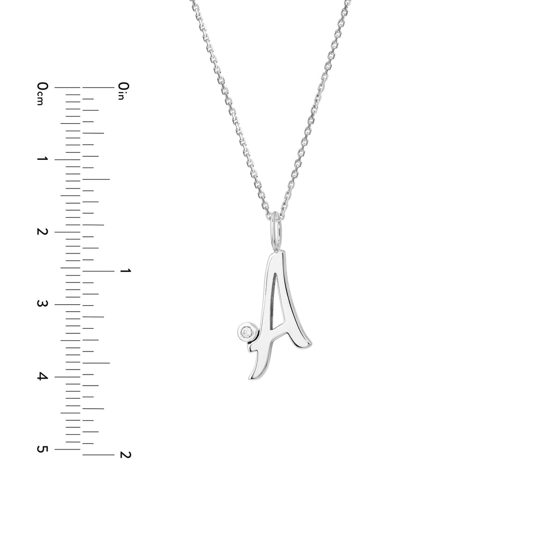 Script “A” Initial with Diamond Bezel Necklace