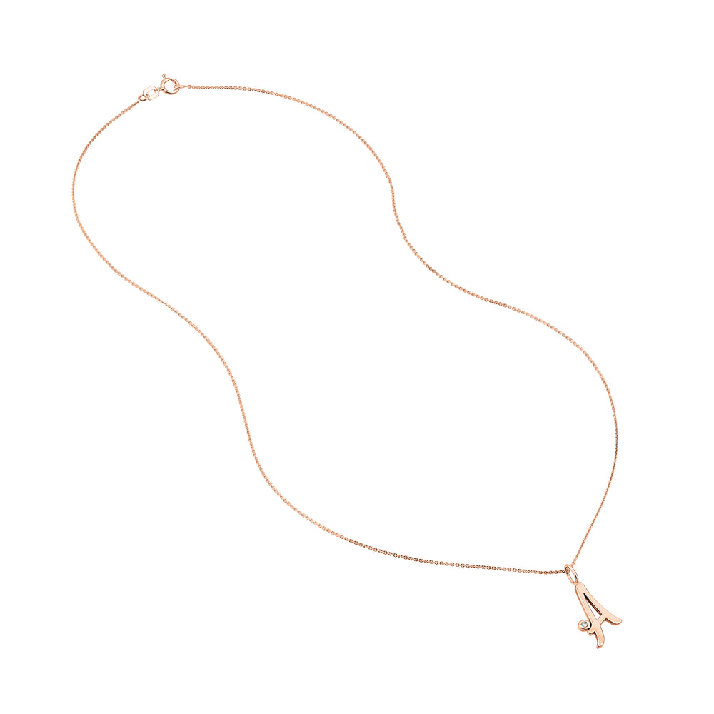 Script “A” Initial with Diamond Bezel Necklace
