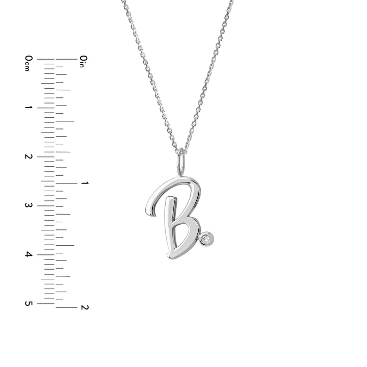 Script “B” Initial with Diamond Bezel Necklace