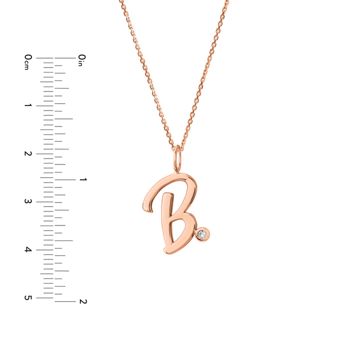 Script “B” Initial with Diamond Bezel Necklace