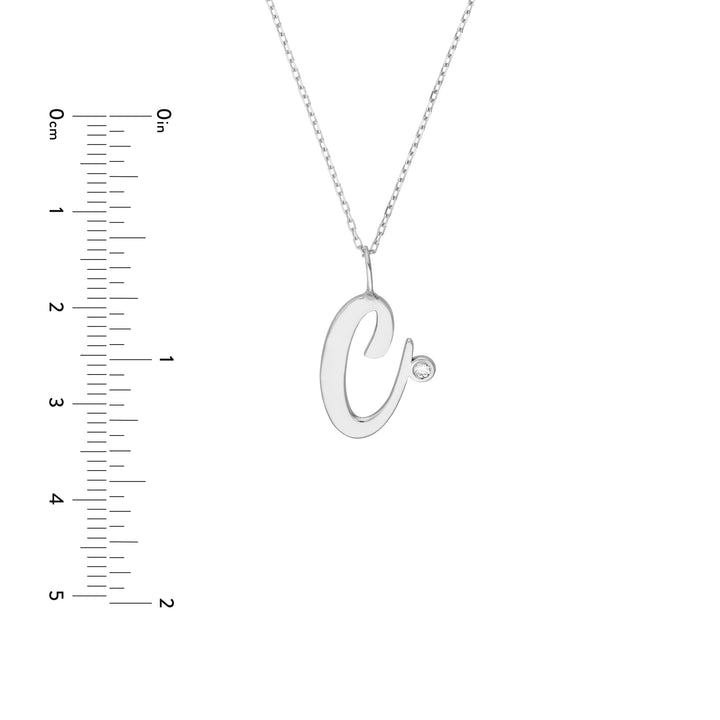 Script “C” Initial with Diamond Bezel Necklace