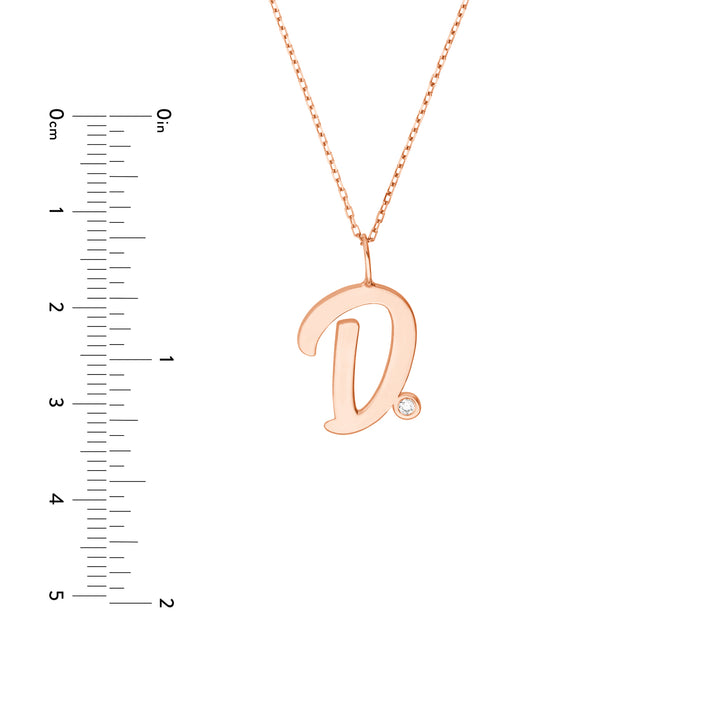 Script “D” Initial with Diamond Bezel Necklace