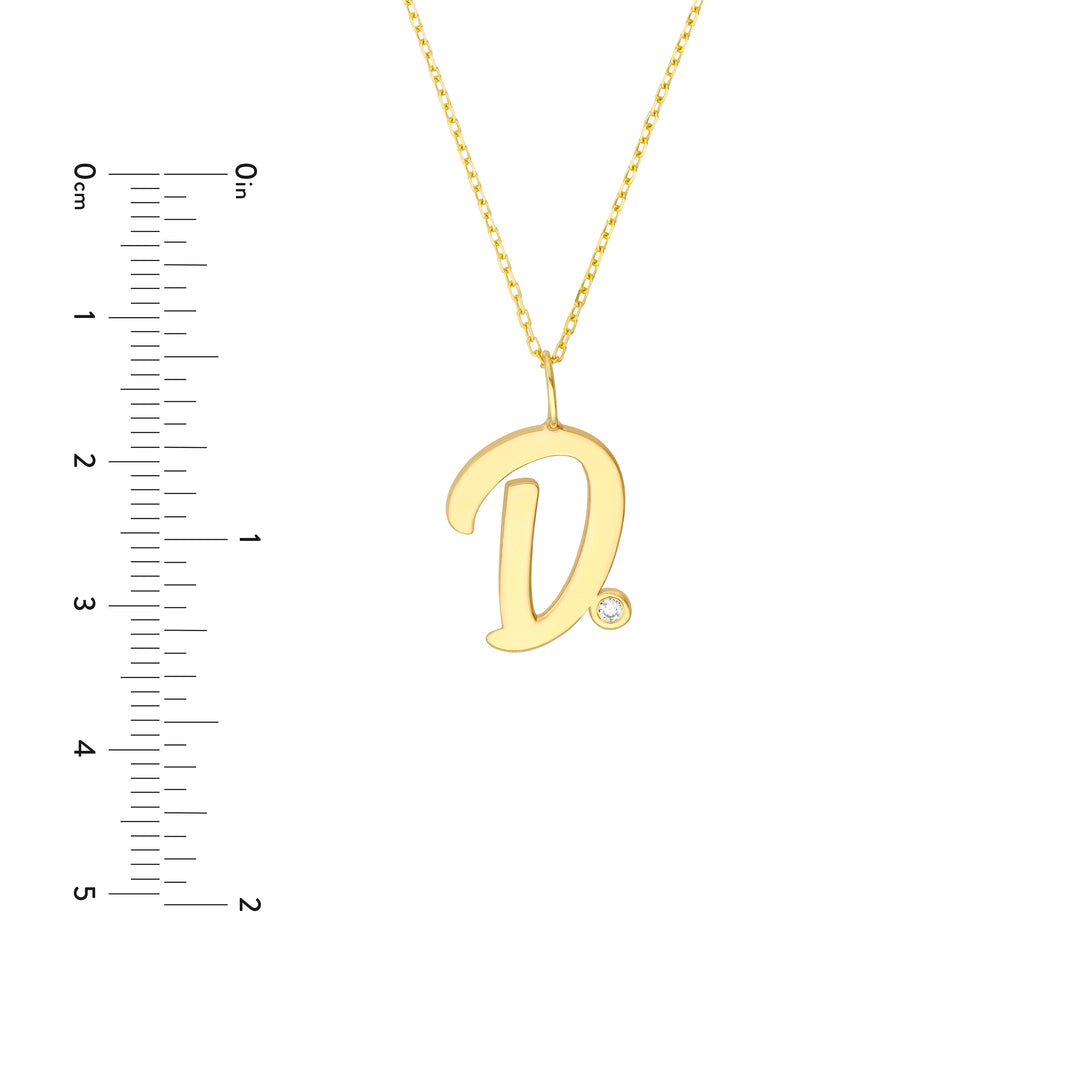Script “D” Initial with Diamond Bezel Necklace