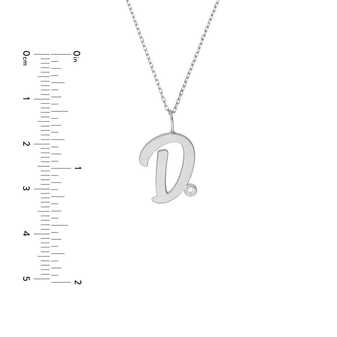 Script “D” Initial with Diamond Bezel Necklace