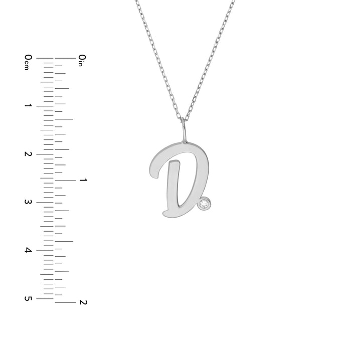 Script “D” Initial with Diamond Bezel Necklace