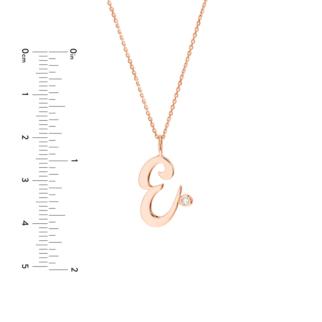 Script “E” Initial with Diamond Bezel Necklace