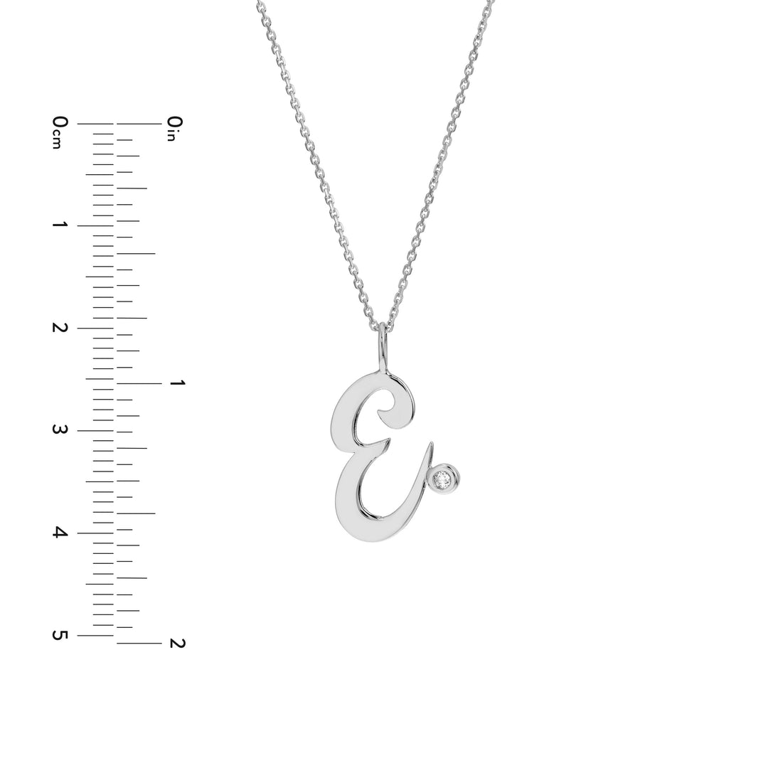 Script “E” Initial with Diamond Bezel Necklace