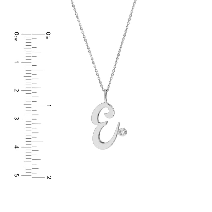 Script “E” Initial with Diamond Bezel Necklace