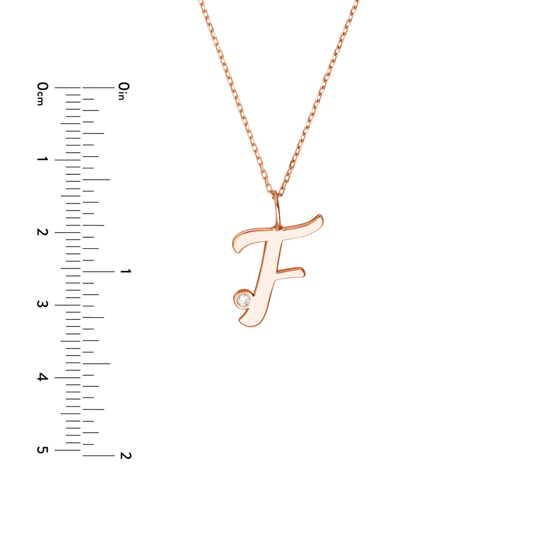 Script “F” Initial with Diamond Bezel Necklace