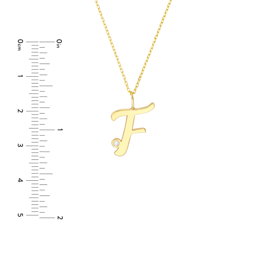 Script “F” Initial with Diamond Bezel Necklace