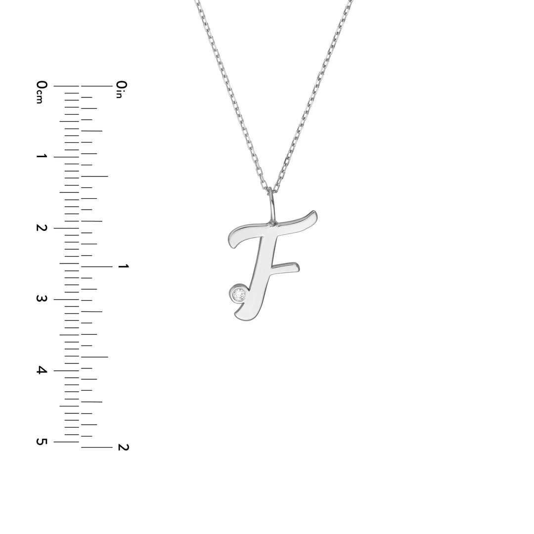 Script “F” Initial with Diamond Bezel Necklace