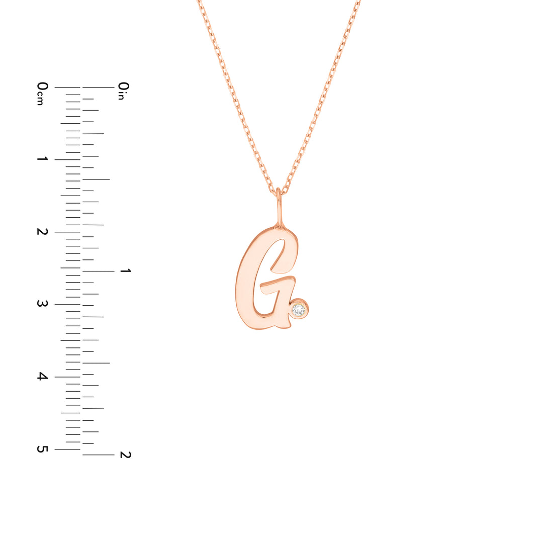 Script G with Diamond Bezel Necklace