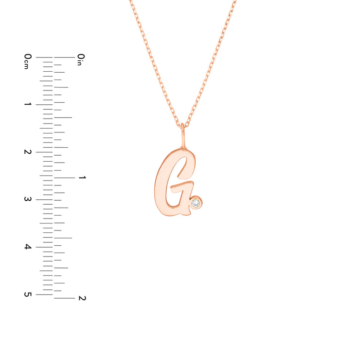 Script G with Diamond Bezel Necklace