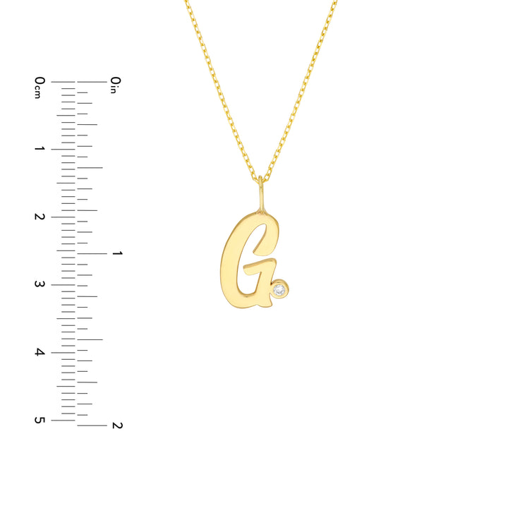 Script G with Diamond Bezel Necklace