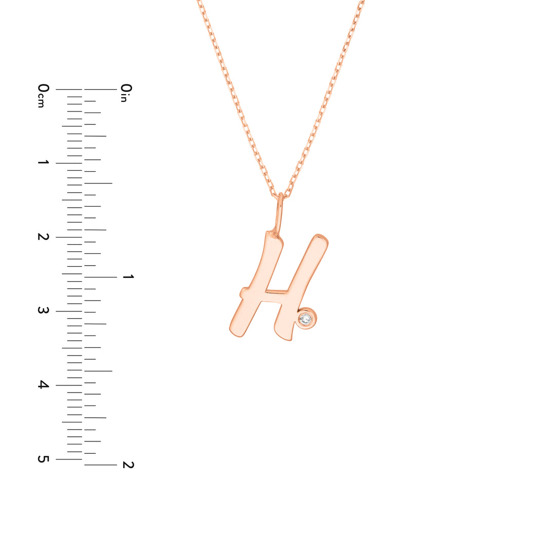 Script H with Diamond Bezel Necklace