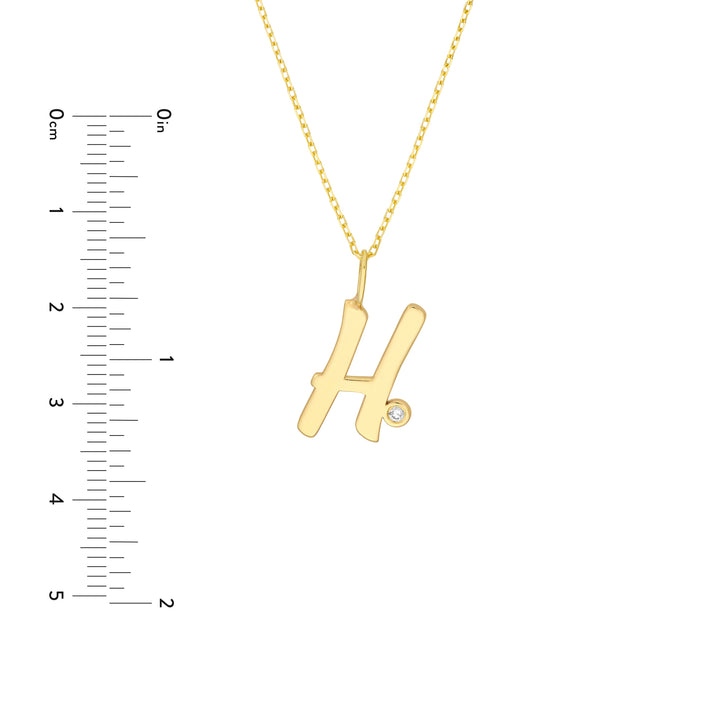 Script H with Diamond Bezel Necklace