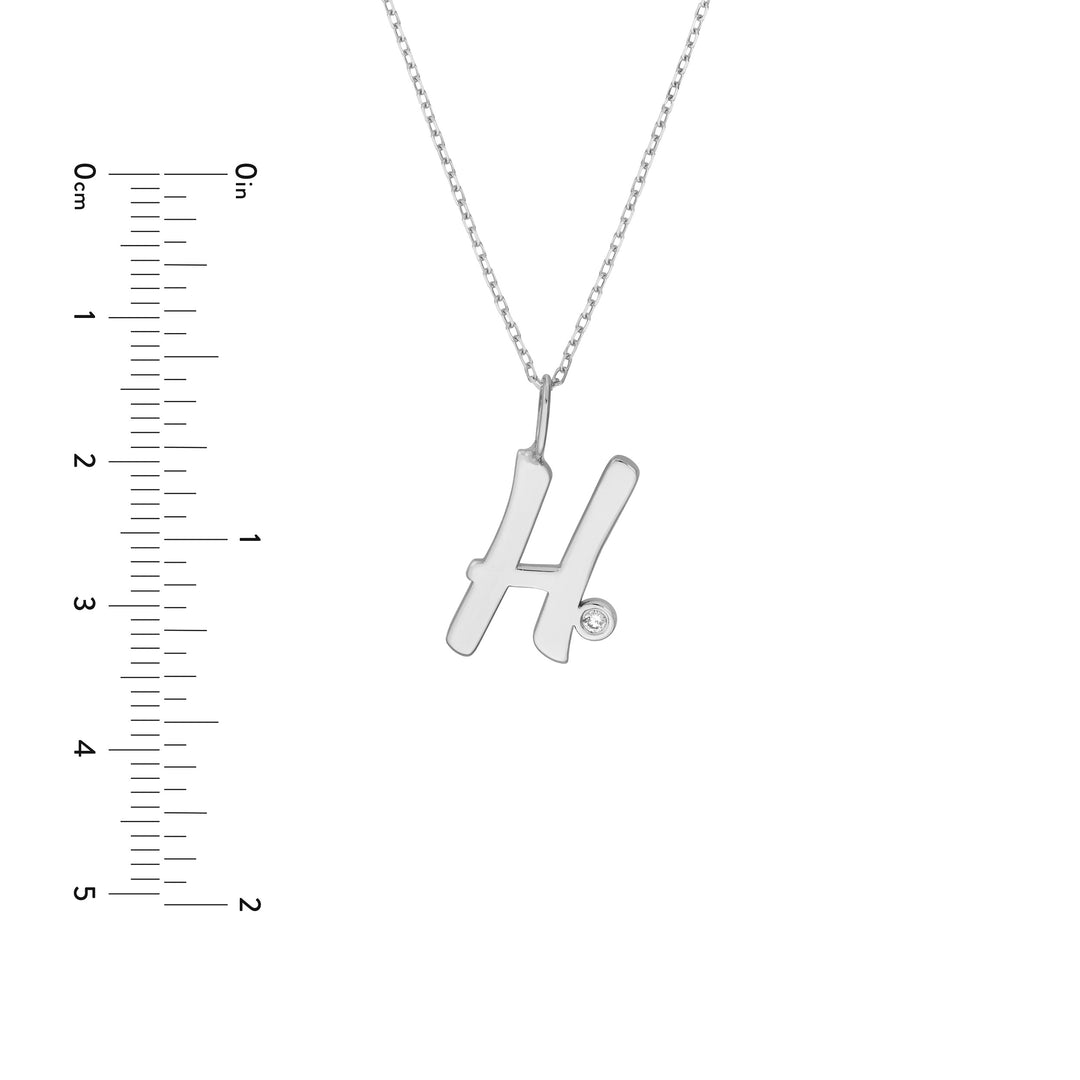 Script H with Diamond Bezel Necklace