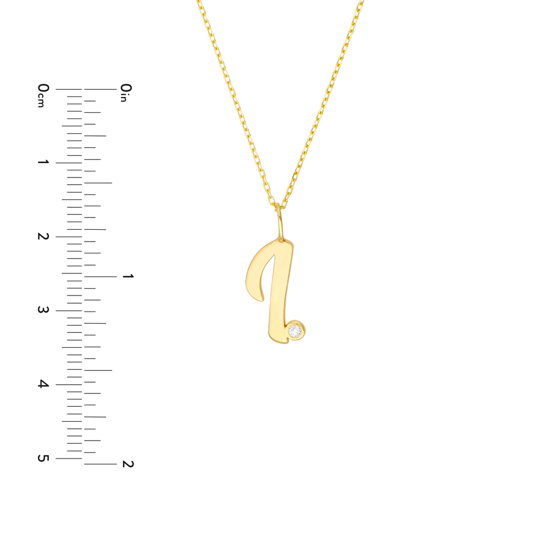 Script I with Diamond Bezel Necklace