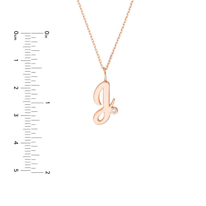 Script J with Diamond Bezel Necklace