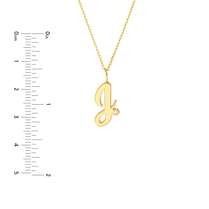 Script J with Diamond Bezel Necklace