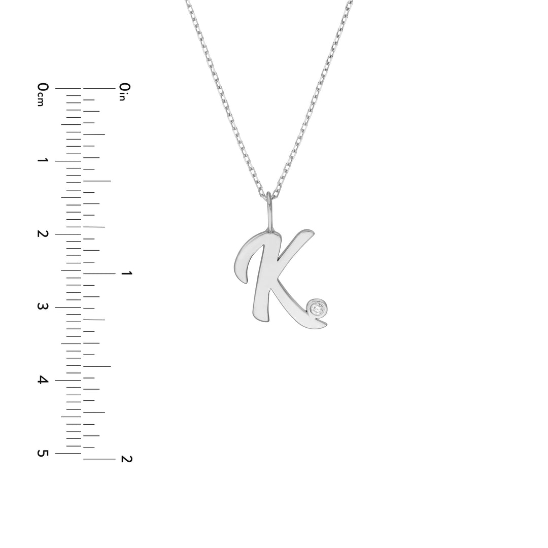 Script K Diamond Bezel Necklace