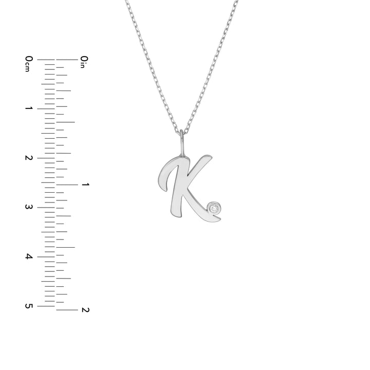 Script K Diamond Bezel Necklace