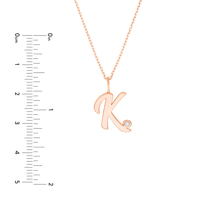 Script K Diamond Bezel Necklace