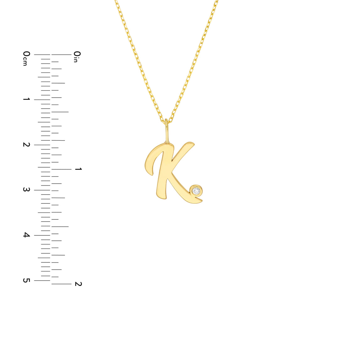 Script K Diamond Bezel Necklace