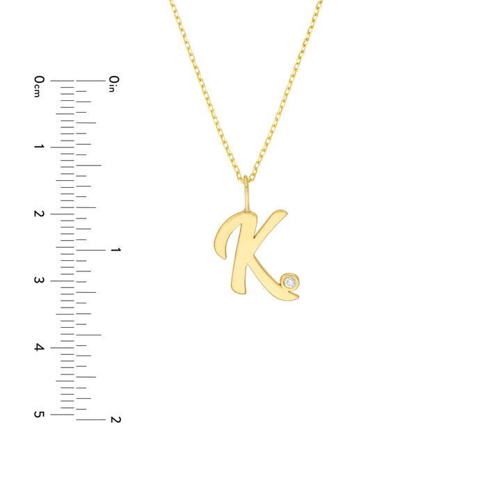 Script K Diamond Bezel Necklace