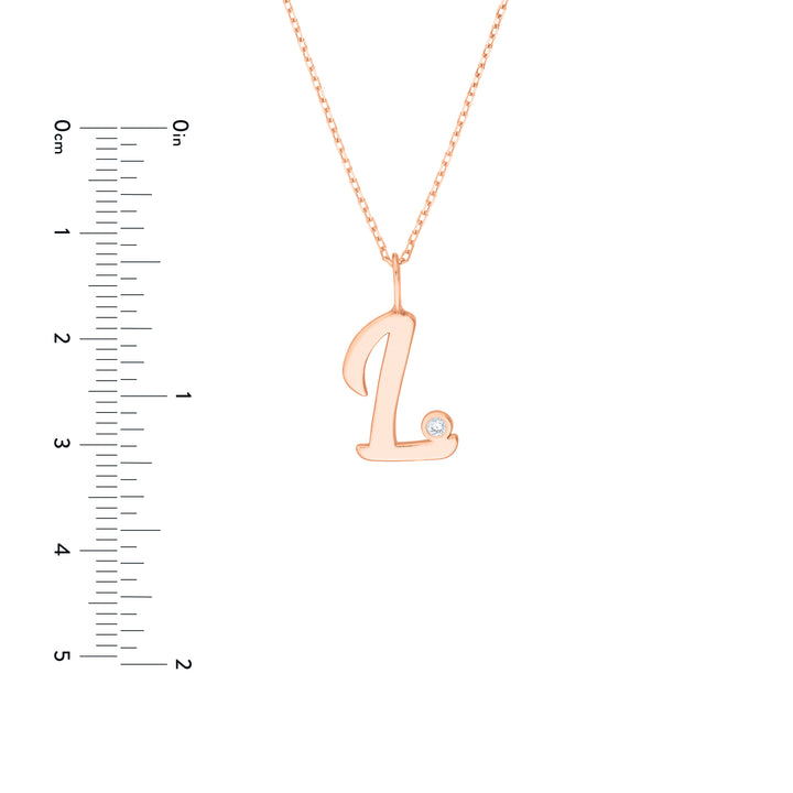 Script L with Diamond Bezel Necklace