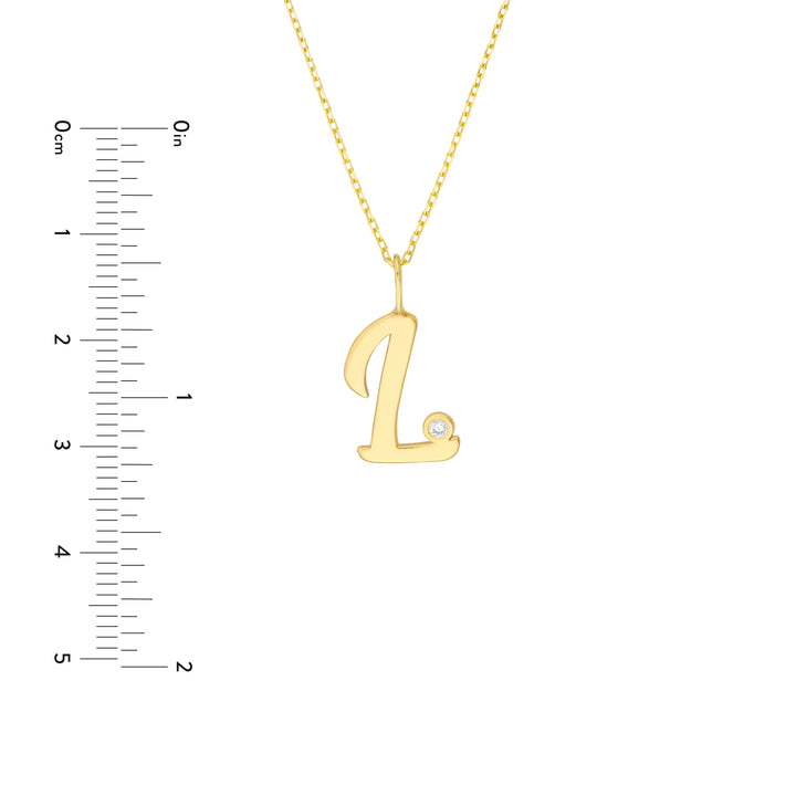 Script L with Diamond Bezel Necklace