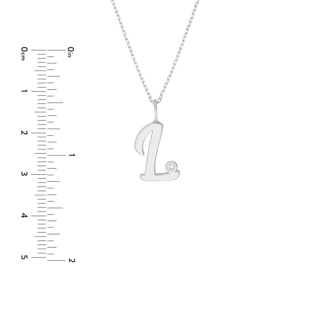 Script L with Diamond Bezel Necklace