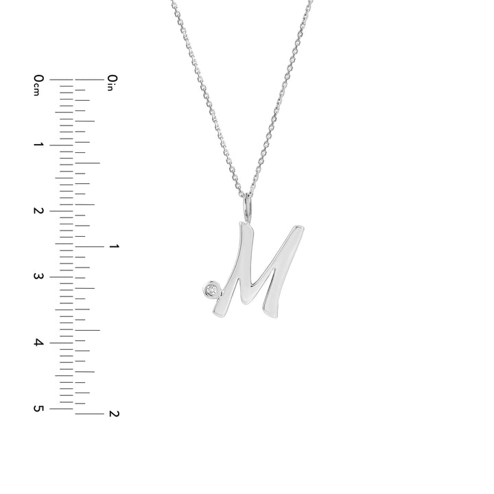 Script M with Diamond Bezel Necklace