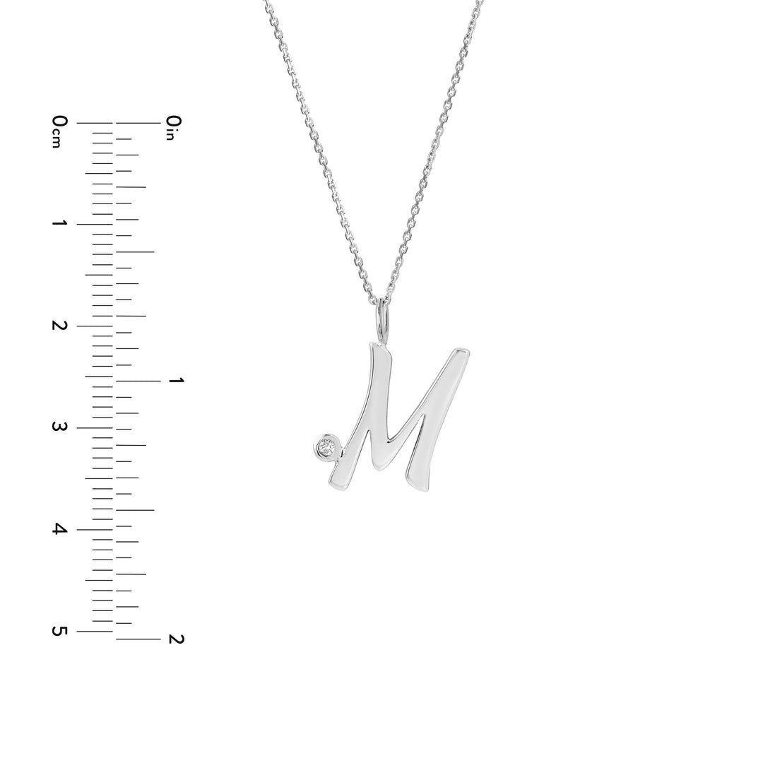 Script M with Diamond Bezel Necklace