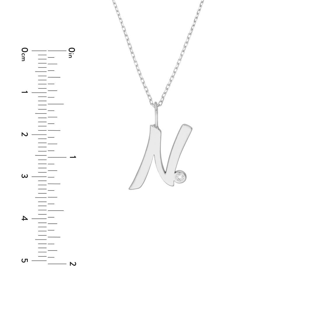Script N with Diamond Bezel Necklace