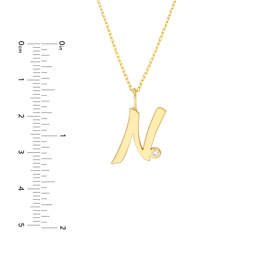 Script N with Diamond Bezel Necklace