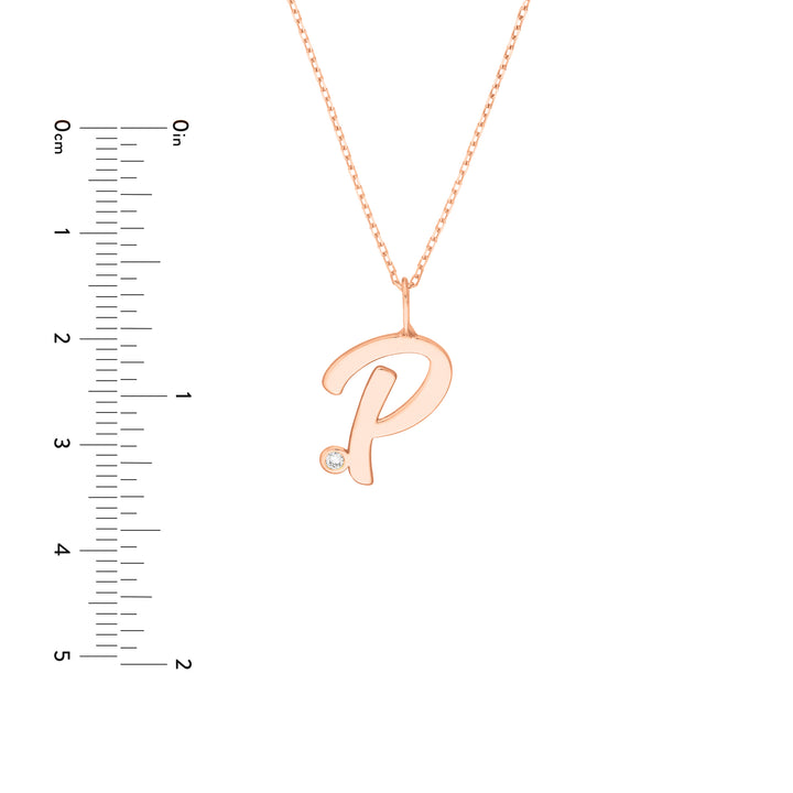 Script P with Diamond Bezel Necklace