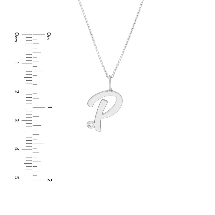 Script P with Diamond Bezel Necklace