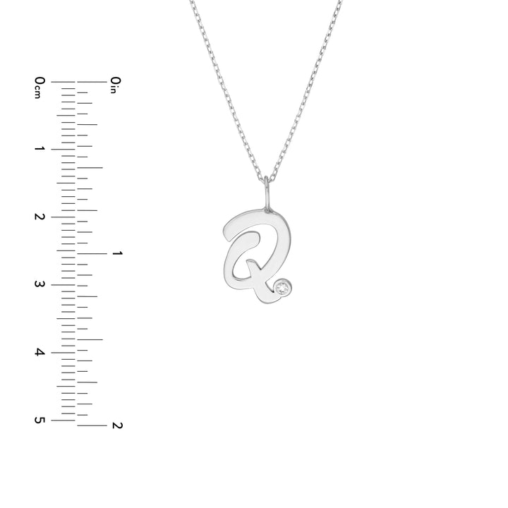 Script Q with Diamond Bezel Necklace
