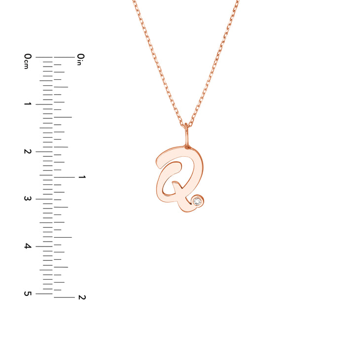 Script Q with Diamond Bezel Necklace